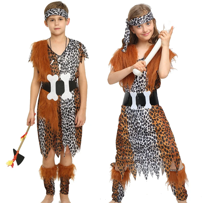Halloween costumes indigenous primitive cosplay costume adult men and women Indian Leopard savage clothing |