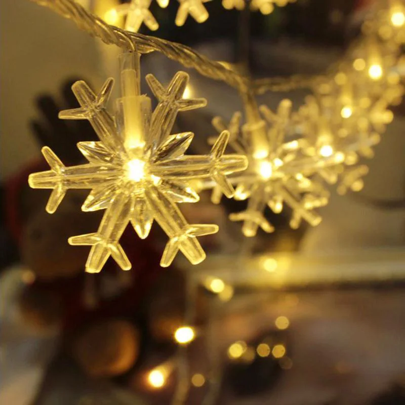 10 м снежные хлопья праздничное освещение гирлянда для рождественской елки