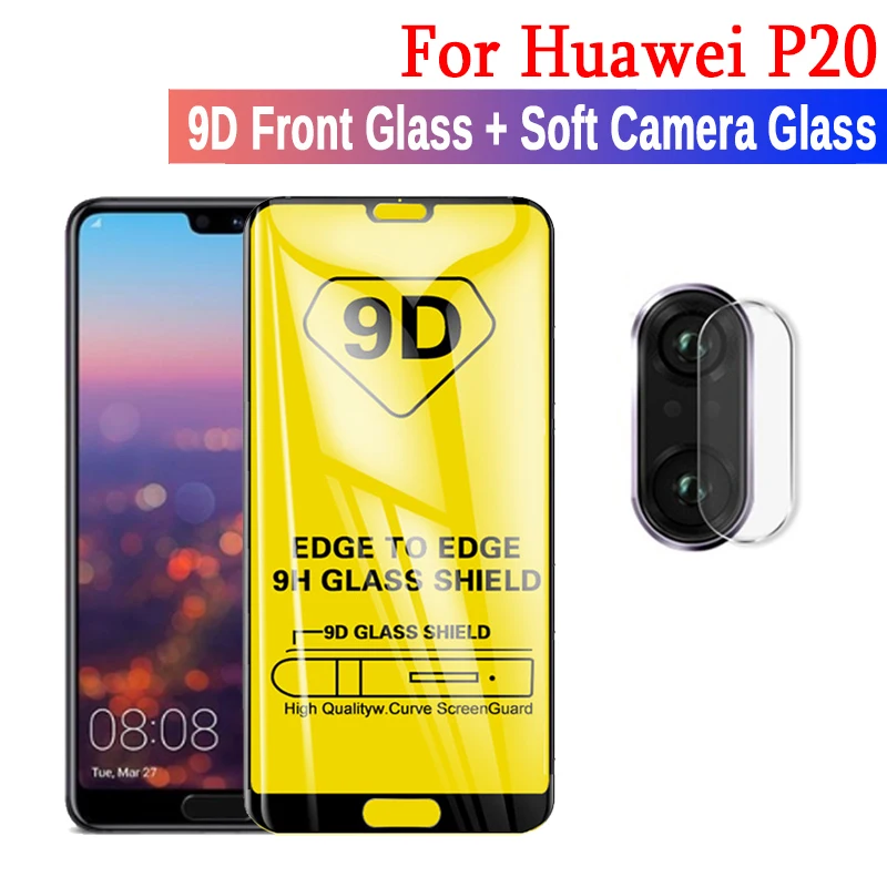Закаленное стекло для объектива камеры и 9D Huawei P20 P20pro защита экрана с полным клеем