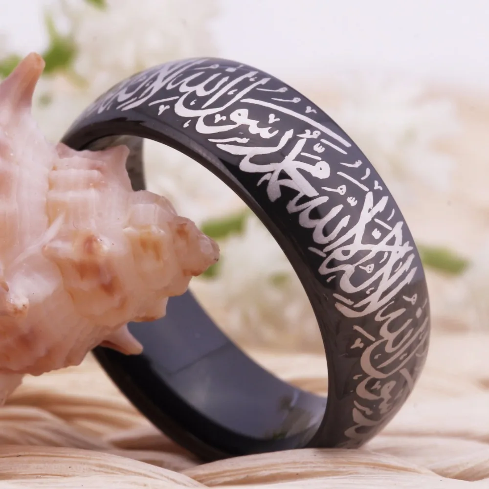 YGK ювелирные изделия горячие продажи 8 мм ширина черный купол Shahada кольцо для