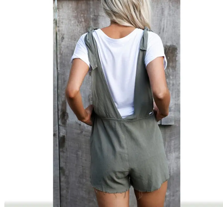 2017 Горячая Мода Женская одежда комбинезоны хлопок ремень комбинезон шорты