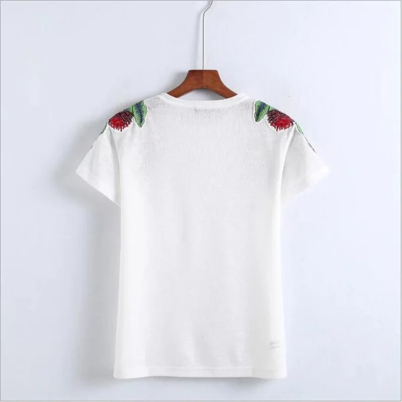 2018 Summer Short Sleeves T Shirt Women stylish floral embroidery Tops O-Neck Casual Pullover female Tunics Girls School tshirt | Женская