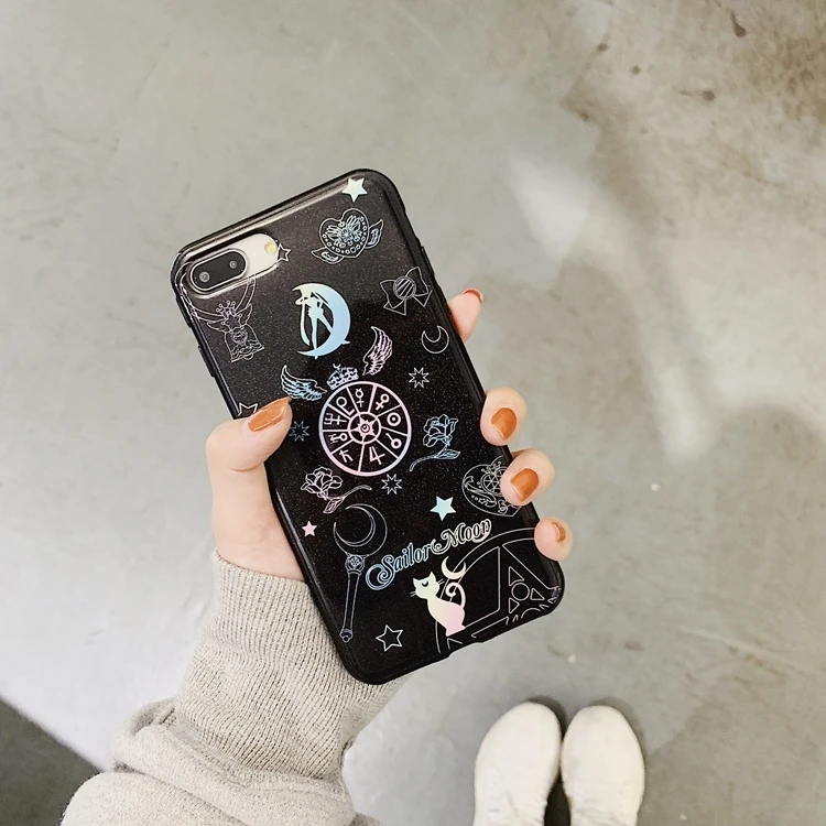 Прекрасный японский Сейлор Мун чехол для телефона для iPhone 6 6S 7 8 Puls X XS чехол для MAX XR Magic массивный глянцевый Блестящий Мягкий чехол-накладка