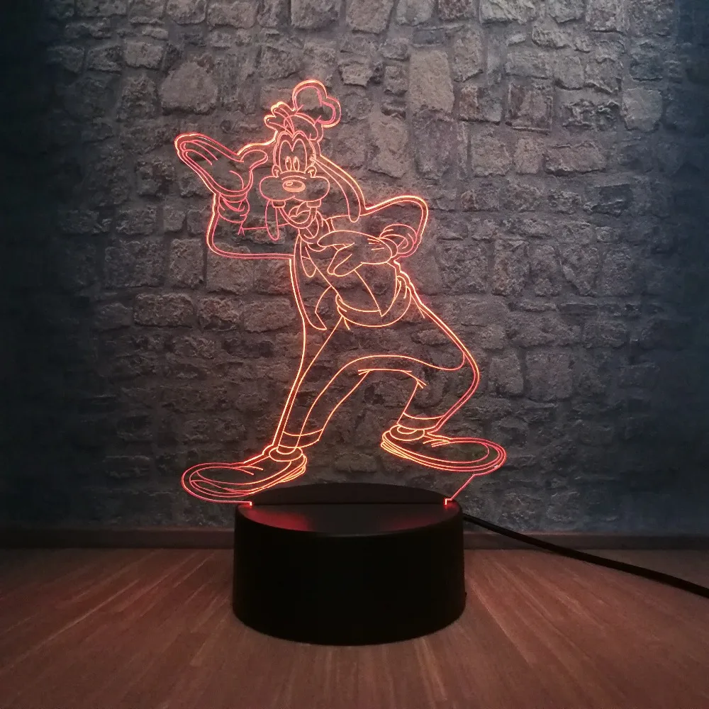 Творческий мультфильм Гуфи 3D светодиодный Ночник светильник RGB многоцветный 7