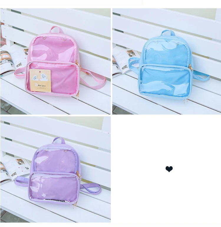 Прозрачные женские рюкзаки Itabags Harajuku рюкзак Водонепроницаемый Kawaii прозрачная сумка для школы подростка Девочки сумки через плечо
