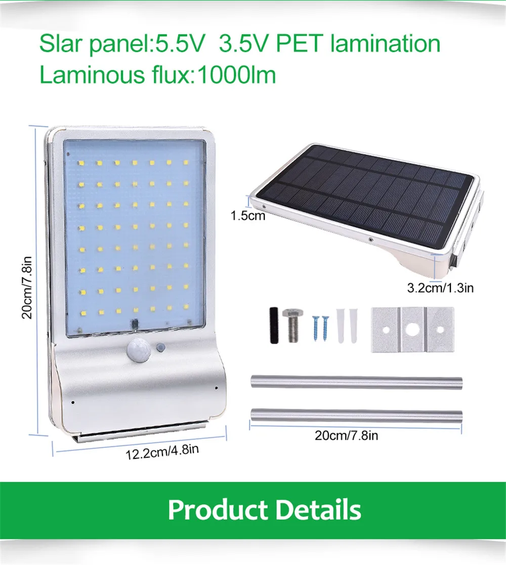 56 LED Солнечная энергия уличный свет водонепроницаемый наружный настенный