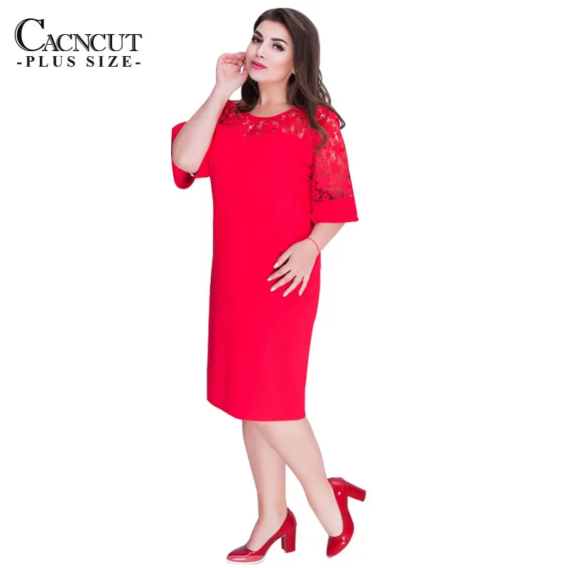 CACNCUT 5XL 6XL 2018 летнее Новое Кружевное элегантное женское платье большого размера