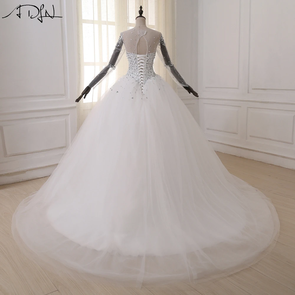 Женское свадебное платье ADLN с длинным рукавом и глубоким круглым декольте со