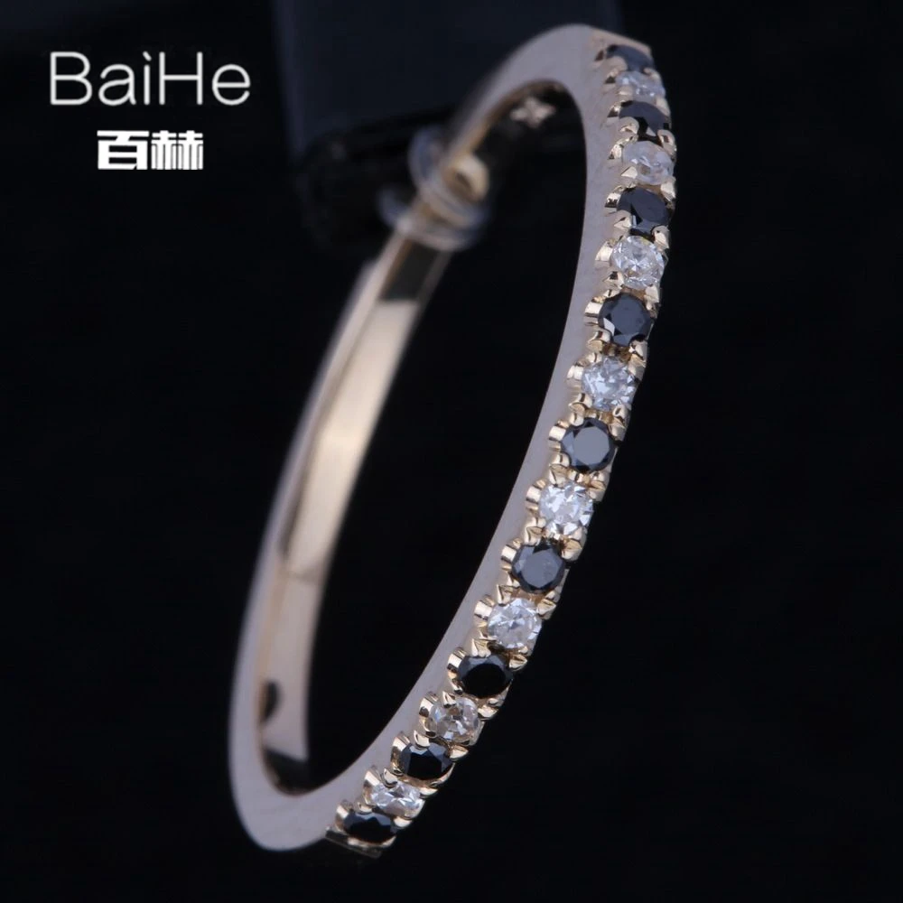 BAIHE однотонное 10K желтое золото 0.20ct круглые H/SI натуральные бриллианты черные