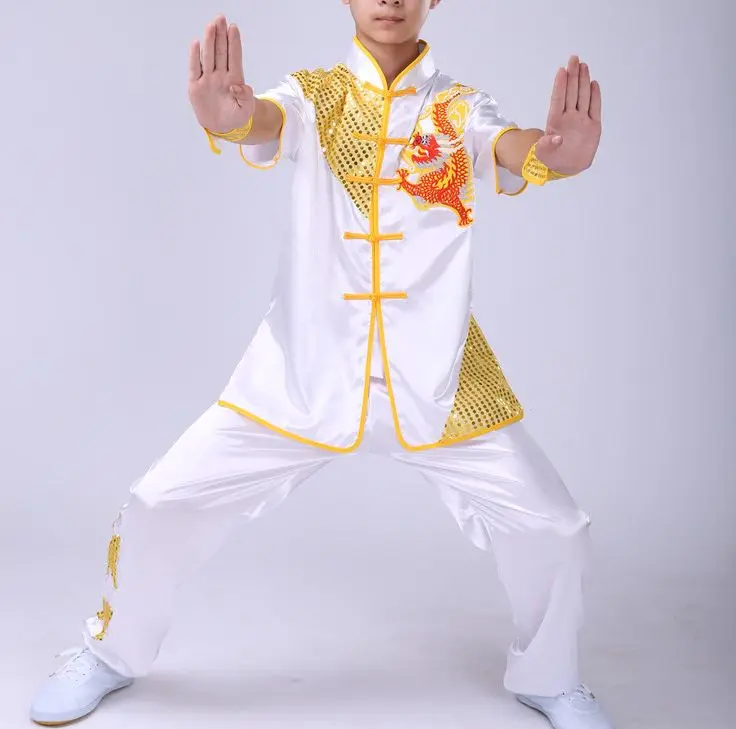 Детская одежда wushu с вышивкой драконом форма для Тай Чи детские костюмы занятий