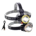 Мощный светодиодный налобный фонарь, Головной фонарь со встроенным аккумулятором для рыбалки и кемпинга, 5 Вт10 Вт