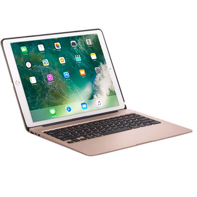 Для Apple iPad Pro 12,9 чехол тонкий с подсветкой алюминиевый сплав Беспроводная Bluetooth клавиатура крышка с Powerbank 4400mAh - Цвет: Золотой