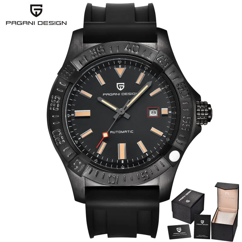 PAGANI Дизайн повседневные модные часы Reloj Hombre люксовый бренд водонепроницаемые противоударные автоматические механические часы Relogio Masculino - Цвет: black orange