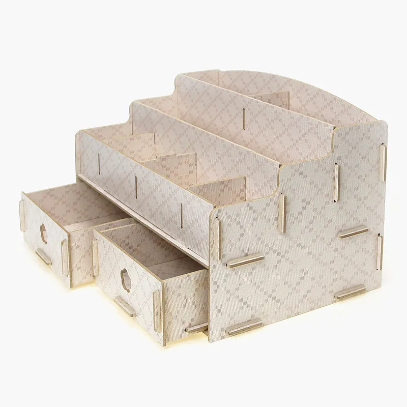 Creative DIY Storage Box Wooden Boxes Multifunctional Desk Organizer Wooded Makeup Office Organizers | Дом и сад