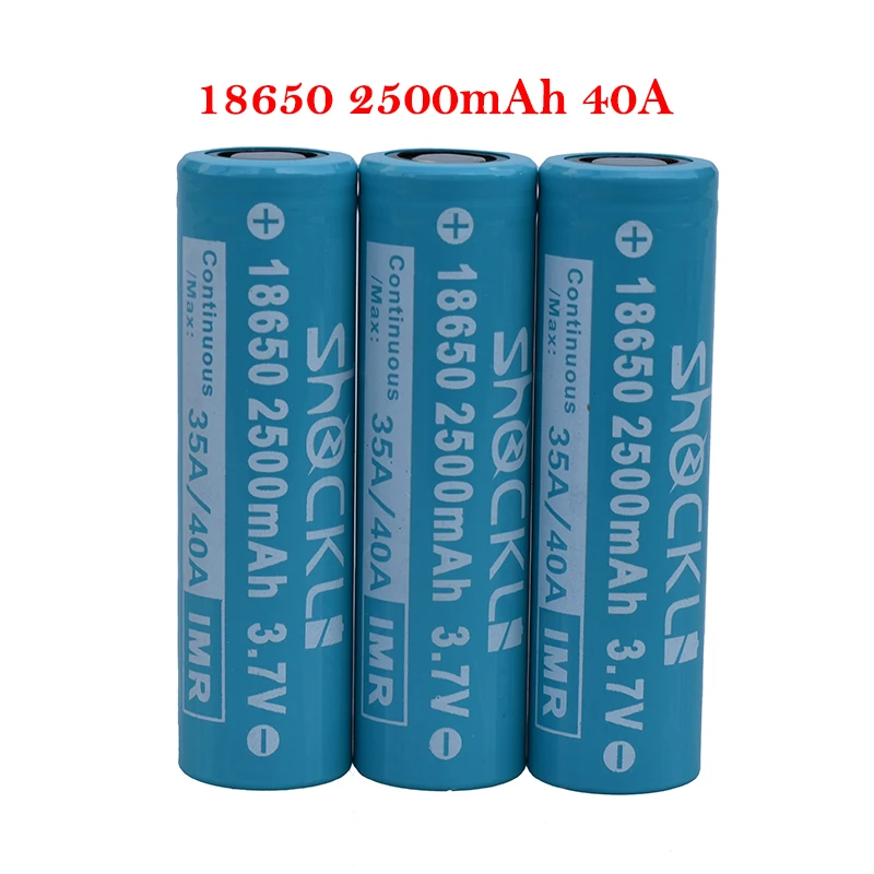 Shockli 18650 батарея 2500mAh 3 7 V литий ионная аккумуляторная литиевая 40A для фонарей