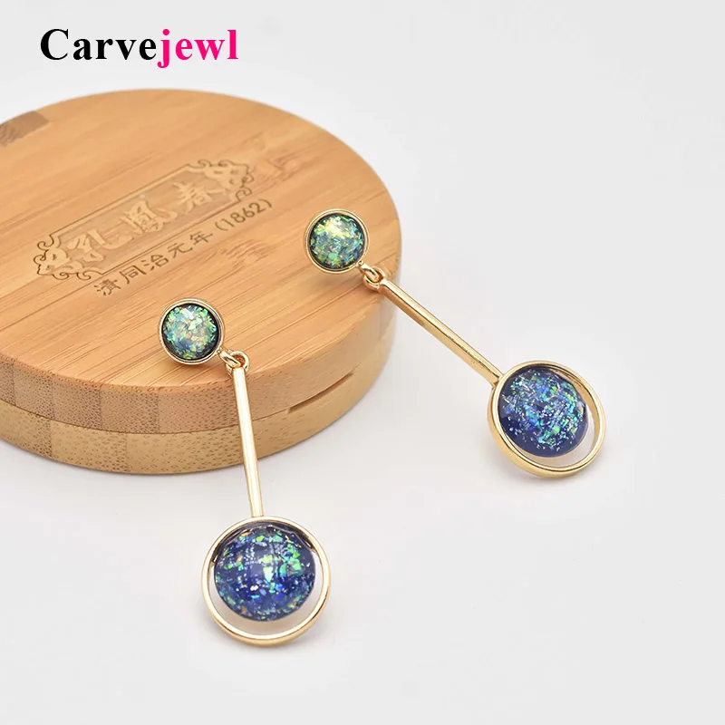 

Carvejewl unique simple long earrings simulated pearl abstract pendulum glitter round charms pendant earrings for women jewelry