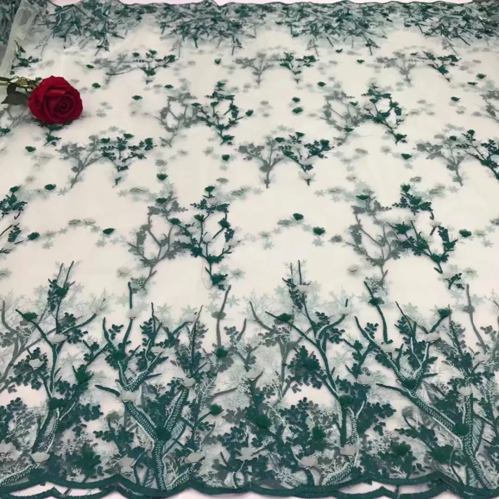 Beautifical 3d lace applique french tulle fabric 2018 high quality flower pattern for party dress 5yards/piece 5N261 | Дом и сад