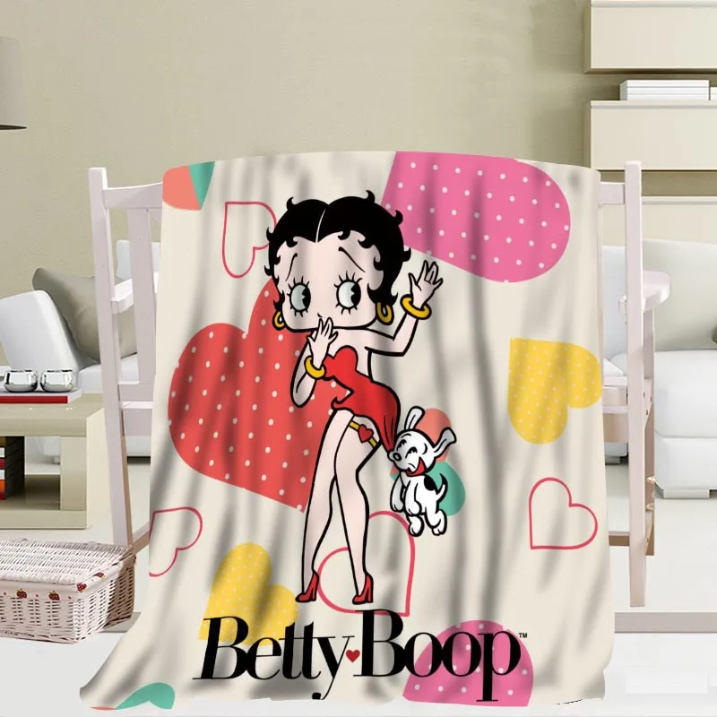 Мягкое одеяло с узорами Betty Boop 56x80 дюймов 50x60 40x50 дюймов|Одеяла| |