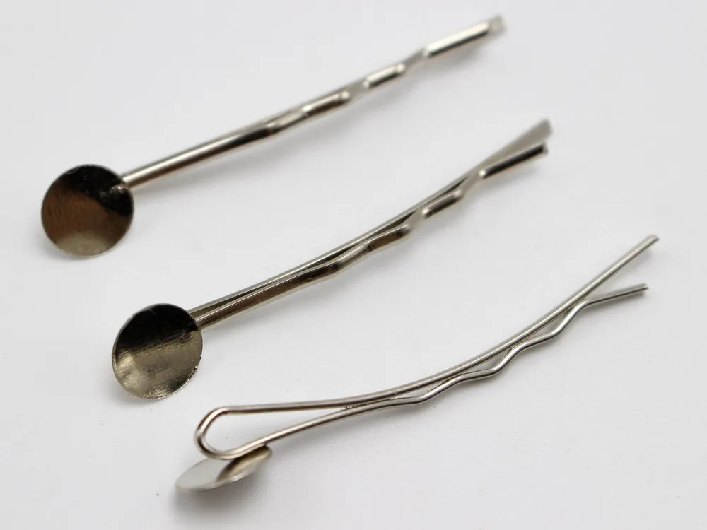 100 Серебристые Металлические изогнутые заколки для волос 42 мм с накладкой |