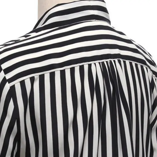 OL Women's Shirts Full Sleeve Striped Pleated Vetement Femme V-neck Top Women Slim Was Thin Ladies Office Formal Shirt |
