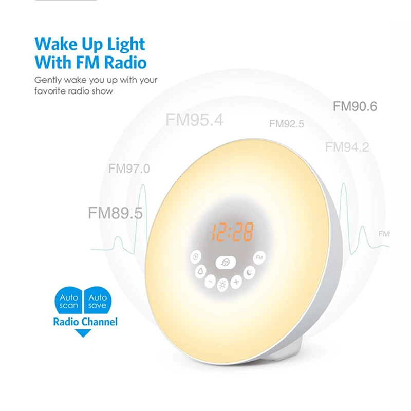 2017 New Style LED Digital Alarm Clock FM Radio Electronic Clocks Smart Wake-Up Light Touch Night Lamp | Дом и сад