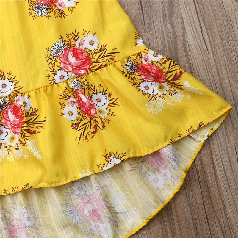 Boho/летняя детская одежда с цветочным рисунком для маленьких девочек Топы без бретелек открытыми плечами и