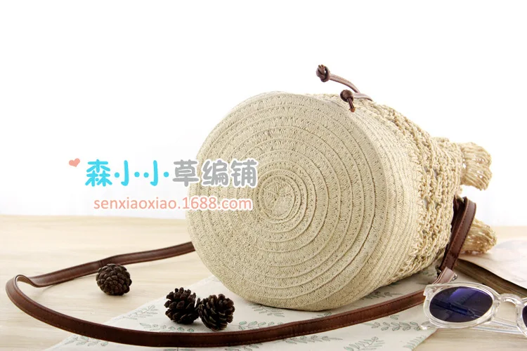 

High Capacity Women Tote Ladies Casual Straw Shoulder Bag Foldable Reusable Shopping Beach Bag Solid Bucket Shoulder Bags