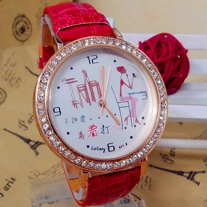Wholesale women wristwatches ladies rhinestone women's fashion leather strap quartz watch Women watches FSW166 | Наручные часы