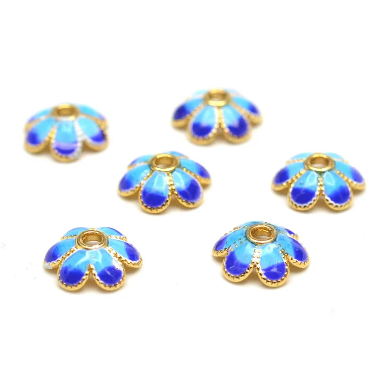 

Hot Fashion 100pcs/lot Blue Hat Accessories DIY Cloisonne Beads Caps Accessories Jewelry Findings & Components