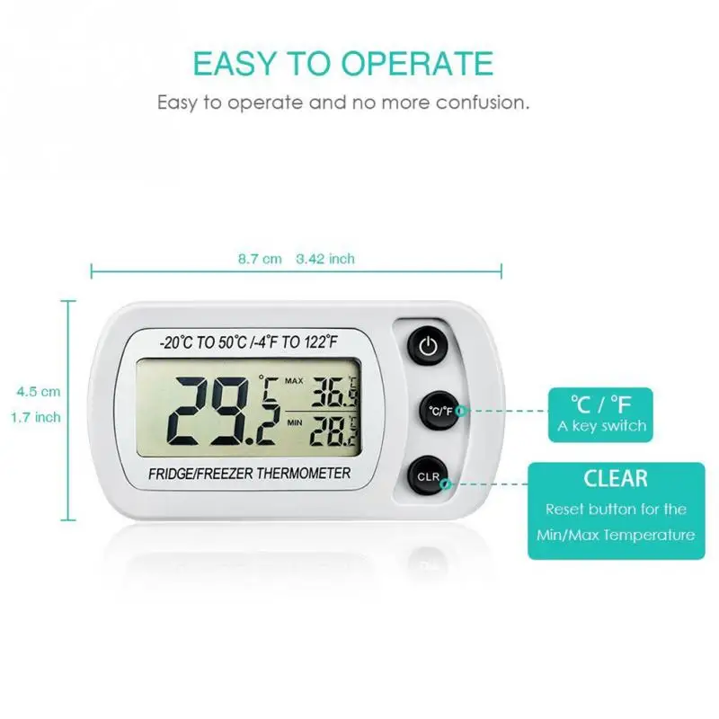 Digital Refrigerator Freezer Room Thermometer Waterproof Splash Proof Easy To Read Large Display | Инструменты