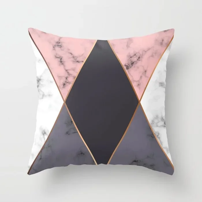 Pink Geometric 05 Розовые абстрактные геометрические декоративные подушки Чехол, мраморный узор цветочным узором белого и черного и серого цвета дешевые наволочка на подушку размером 45*45 см - Цвет: Pink Geometric 05