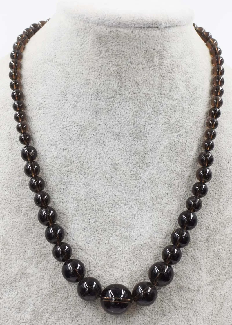 Smoky quartz 6-14mm round necklace 18inch wholesale beads nature FPPJ woman 2018 | Украшения и аксессуары