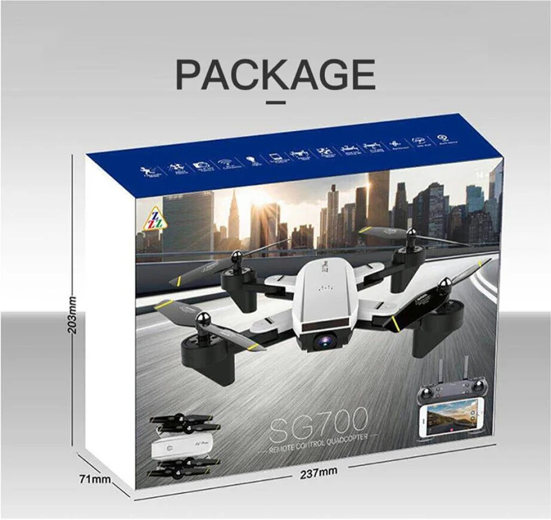 

Dual control Selfile attitude hold Quadcopter SG700 Foldable WIFI FPV Rc Drone with 480P/720P wide Camera VS Spark quadcopter