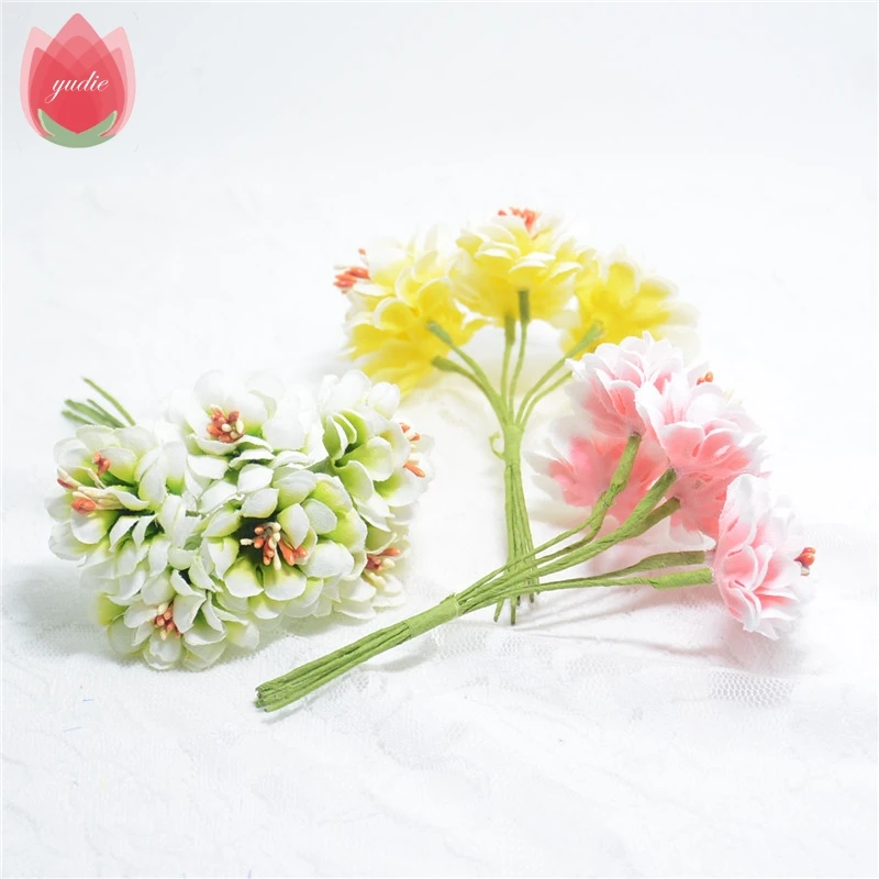 72pcs Silk Gradient Rose Handmake Artificial Flowers Head Wedding Decoration DIY Wreath Gift Box Scrapbooking Craft Fake | Дом и сад