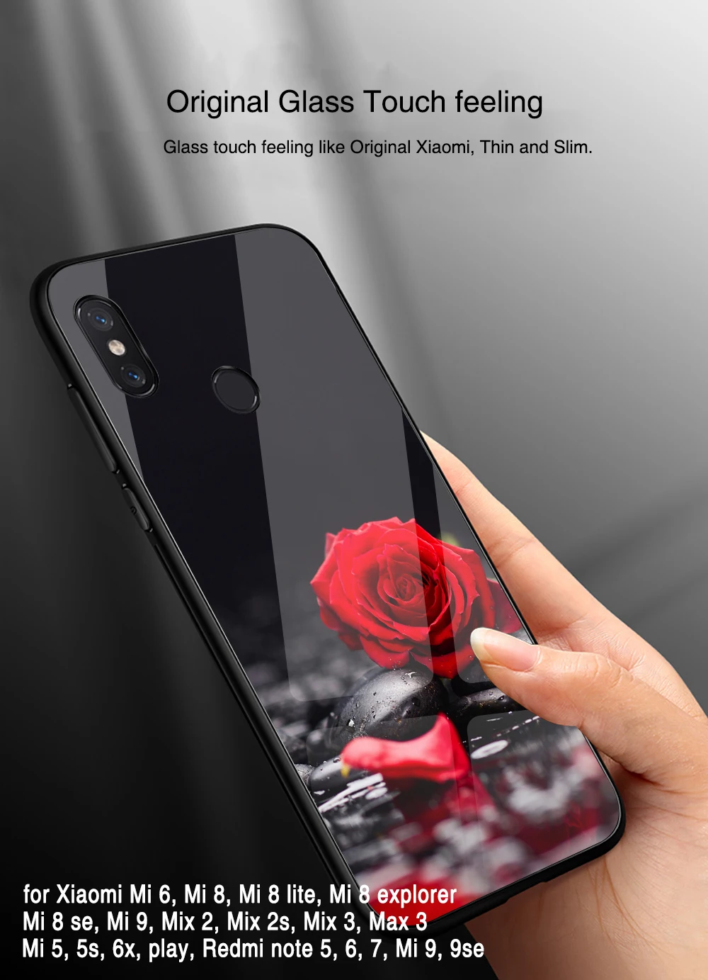 Чехол с красной розой для xiaomi mi 9, стеклянная задняя крышка, цветочный чехол для xiaomi 6 8 9 se 8 lite explorer mi x 2 2s 3 max 3
