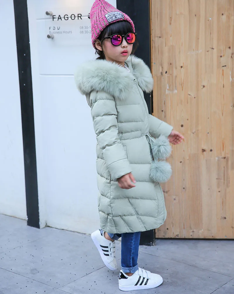 Зимние куртки для девочек 2016 утепленный зимний комбинезон X Long пальто с капюшоном