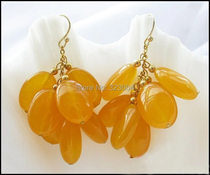 16mm yellow ellipse grape dangle earring | Украшения и аксессуары