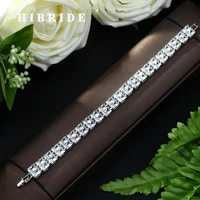 hibride fashion shinny aaa cubic zircon baguette chain bracelet bangle for women girl wedding jewelry b 93