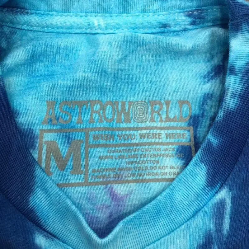Новая ASTROWORLD Трэвиса Скотта TIE DYE футболка с длинным рукавом для мужчин и женщин 1:1 лучшее качество мода Casaul ASTROWORLD футболки