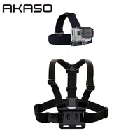 elastic adjustable head strap mount belt and chest belt mount kit for go pro series action camera accessories