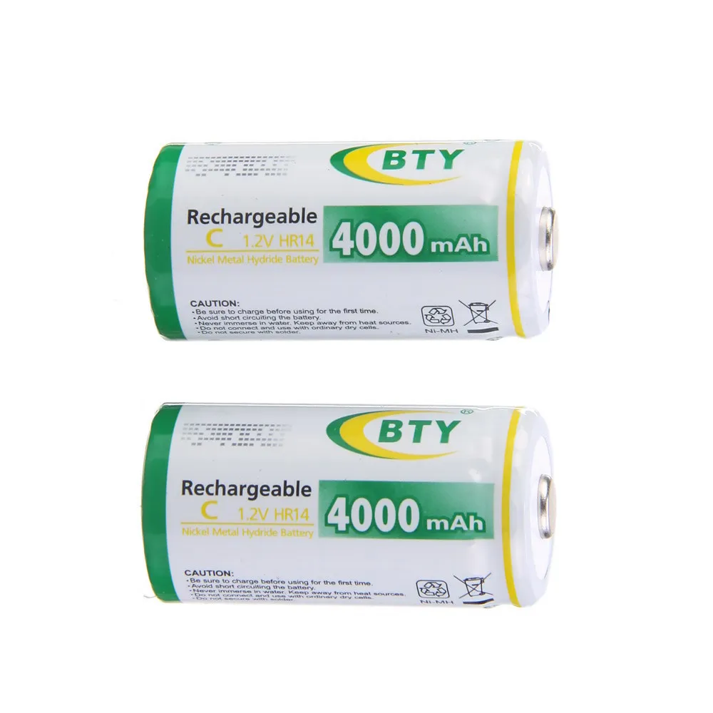 2 шт BTY C аккумуляторная батарея 4500mAh Ni-MH 1,2 V 4000 mah C перезаряжаемые батареи NIMH перезарядка HR14 батарея размер C HR 14