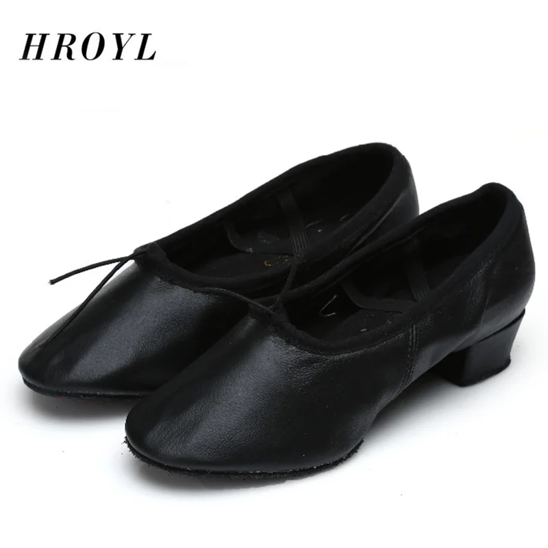 Кожаные балетные туфли танцевальная обувь для учеников девушек/женщин/красные