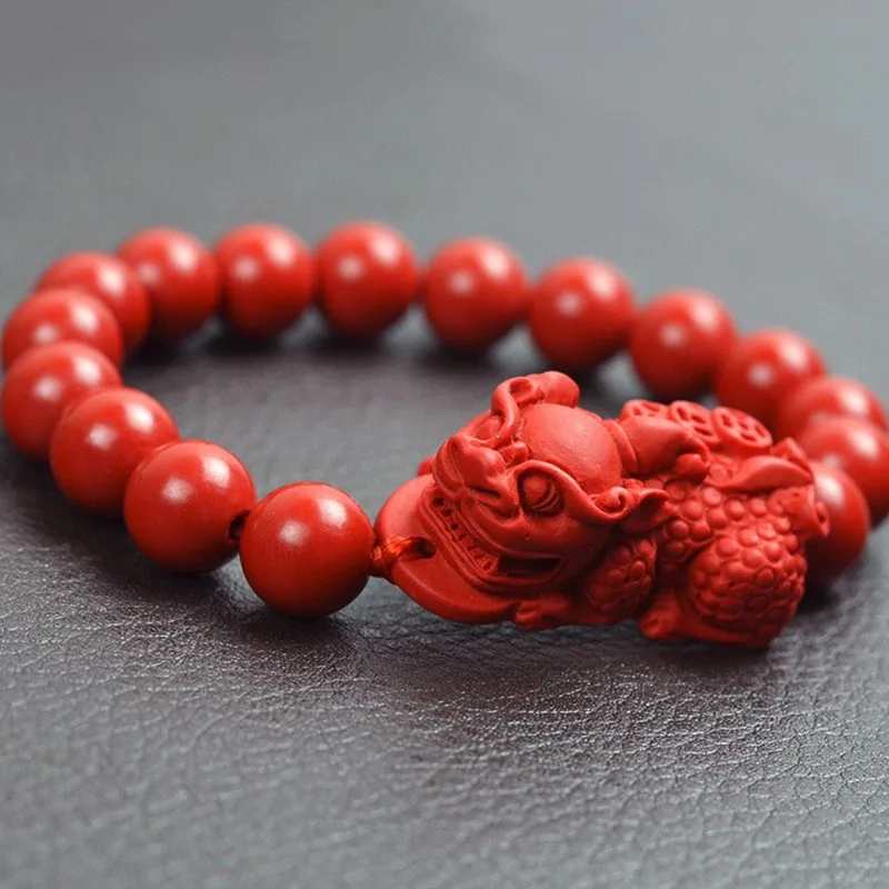 Браслеты Lucky brave BIXIU из тайваня с бусинами cinnabar для женщин бутиковые бусины 10 мм