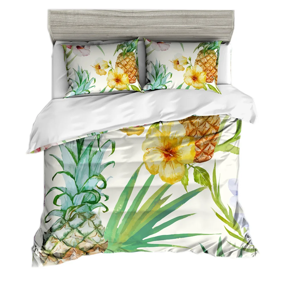 Набор постельных принадлежностей с изображением ананаса цветной набор