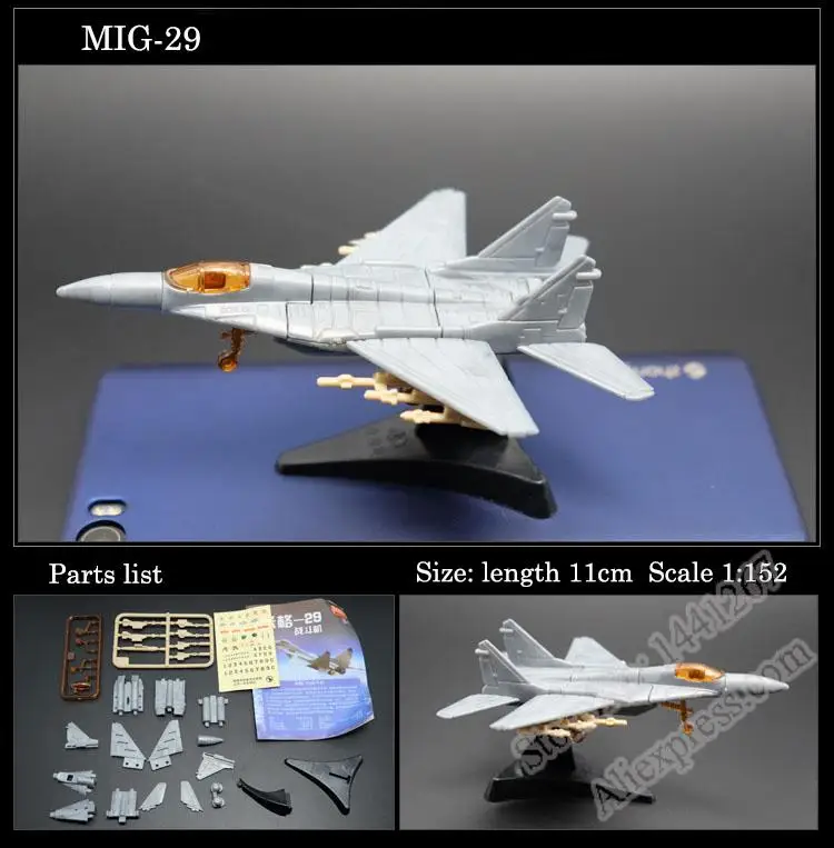 1 шт. 1: 165 4D пластиковый сборный самолет 12 см военный истребитель военный вертолет коллекция для детей песочные игрушки - Цвет: 02 MIG-29