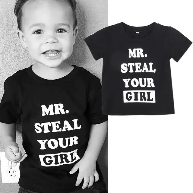 

Fashion Toddler Boys Kids T-shirt Summer Baby Boys Letters Print T-shirt Tops Short Sleeve Black Letter Tops Tee Clothing 1-6Y