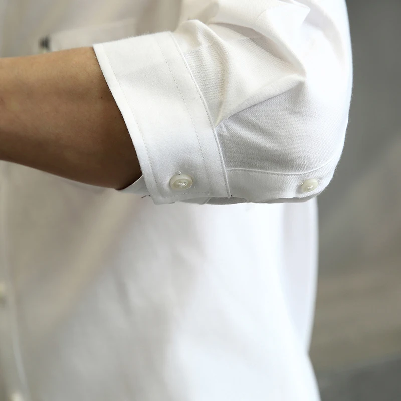 Мужская деловая рубашка с рукавом три четверти плюс размер приталенная