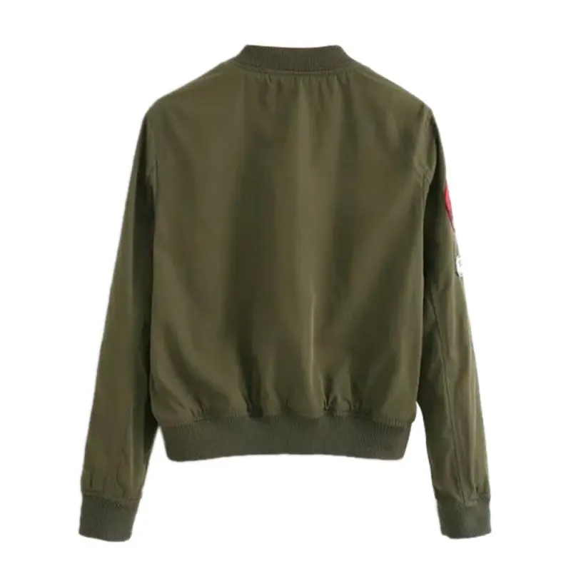 Женское пальто армейское зеленое с нашивками|jacket coat|army green bomber jacketwomen coat |