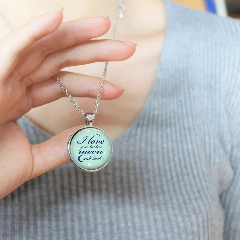 Бесплатная доставка ожерелье Я люблю тебя до Луны и спины подарок на день Святого