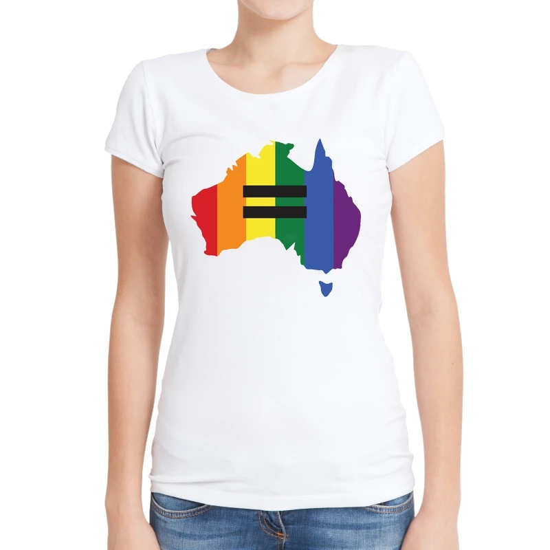 Австралийские женские футболки Equality футболка с коротким рукавом и круглым